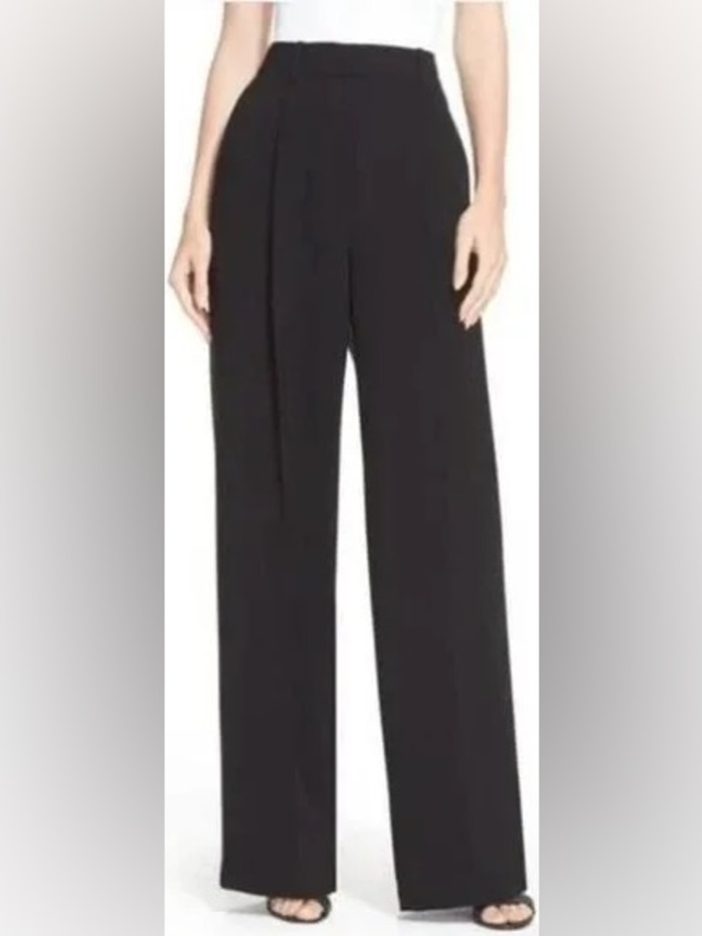 Theory Adamaris Pants in Rosina Crepe Wide Leg Trousers Black 8